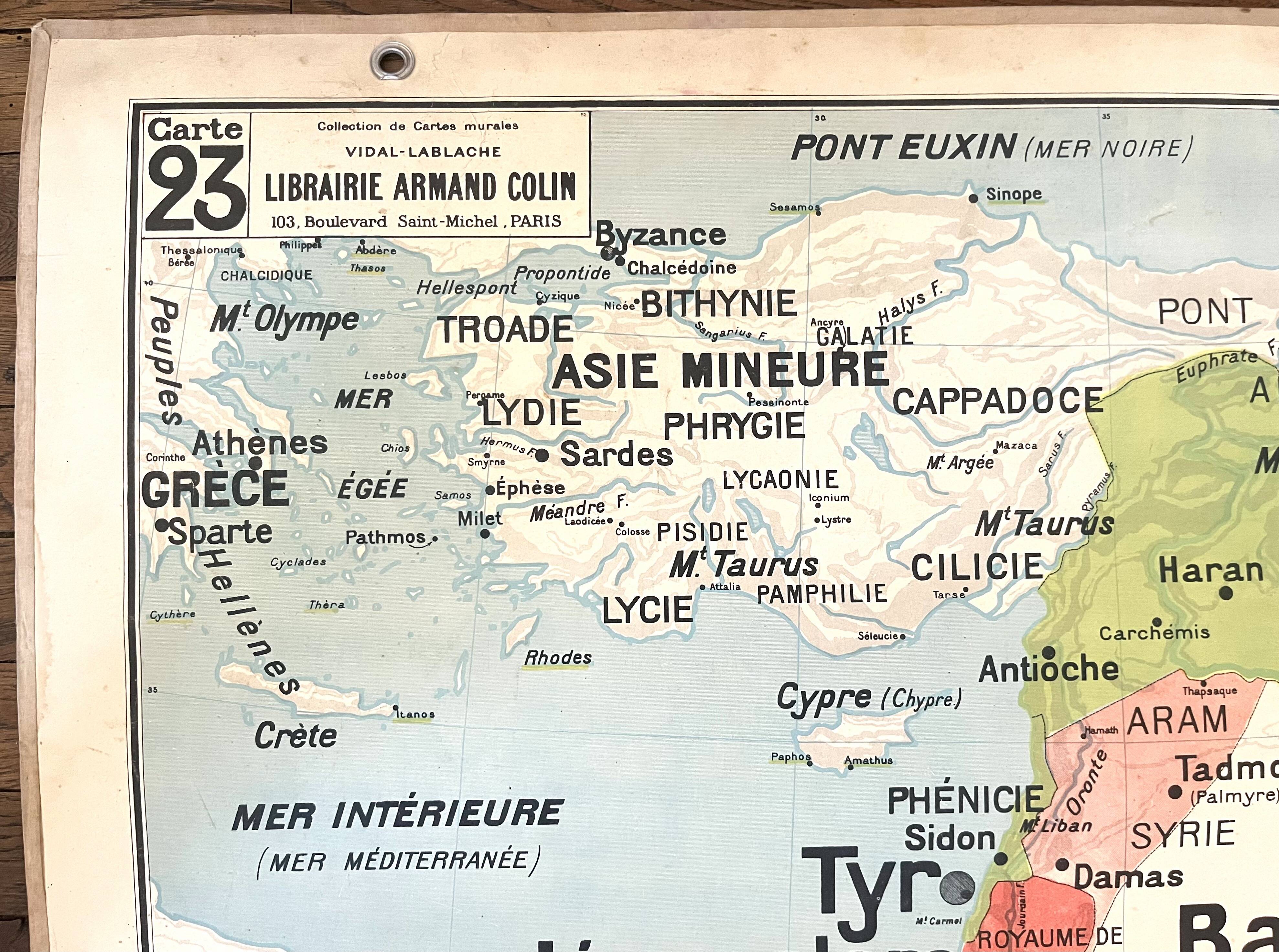 Ancienne carte scolaire Vidal-Lablache 23, 1940, T52 - Orient Palestine