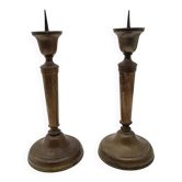Pair of antique bronze candelabras
