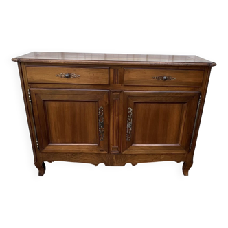 Buffet Bas Style Louis XVI en Noyer Massif Campagnard XIXe Siècle