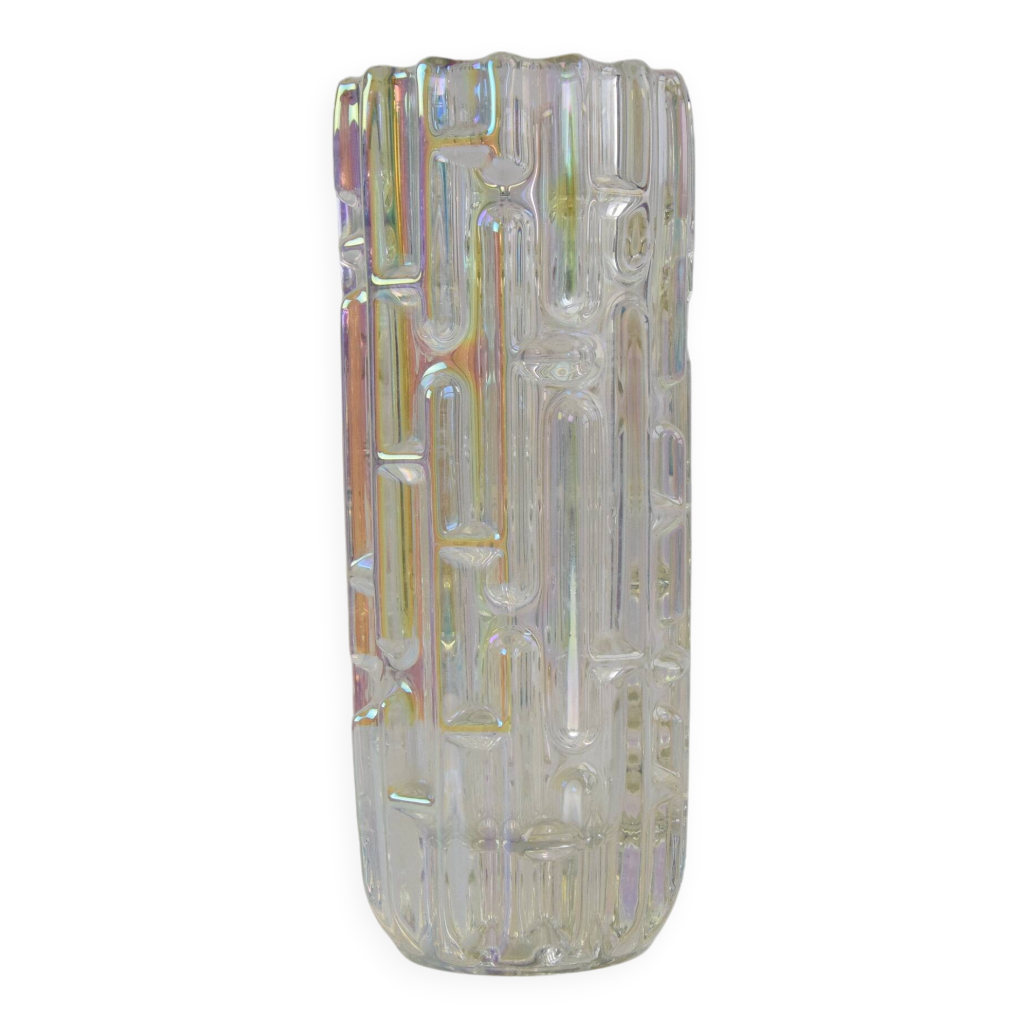 Original Frantisek Vizner Glass ´Maze´ Vase for sklo union Rosice 1960s