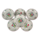 Set of 6 calotte plates Model Réverbère by KG Lunéville, tulip & rose pattern.