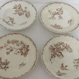Set of 4 old soup plates "Terre de Fer" Model Silva
