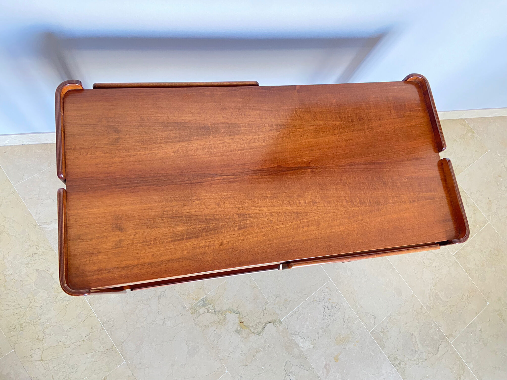 Walnut coffee table with two drawers, Italy 1970s