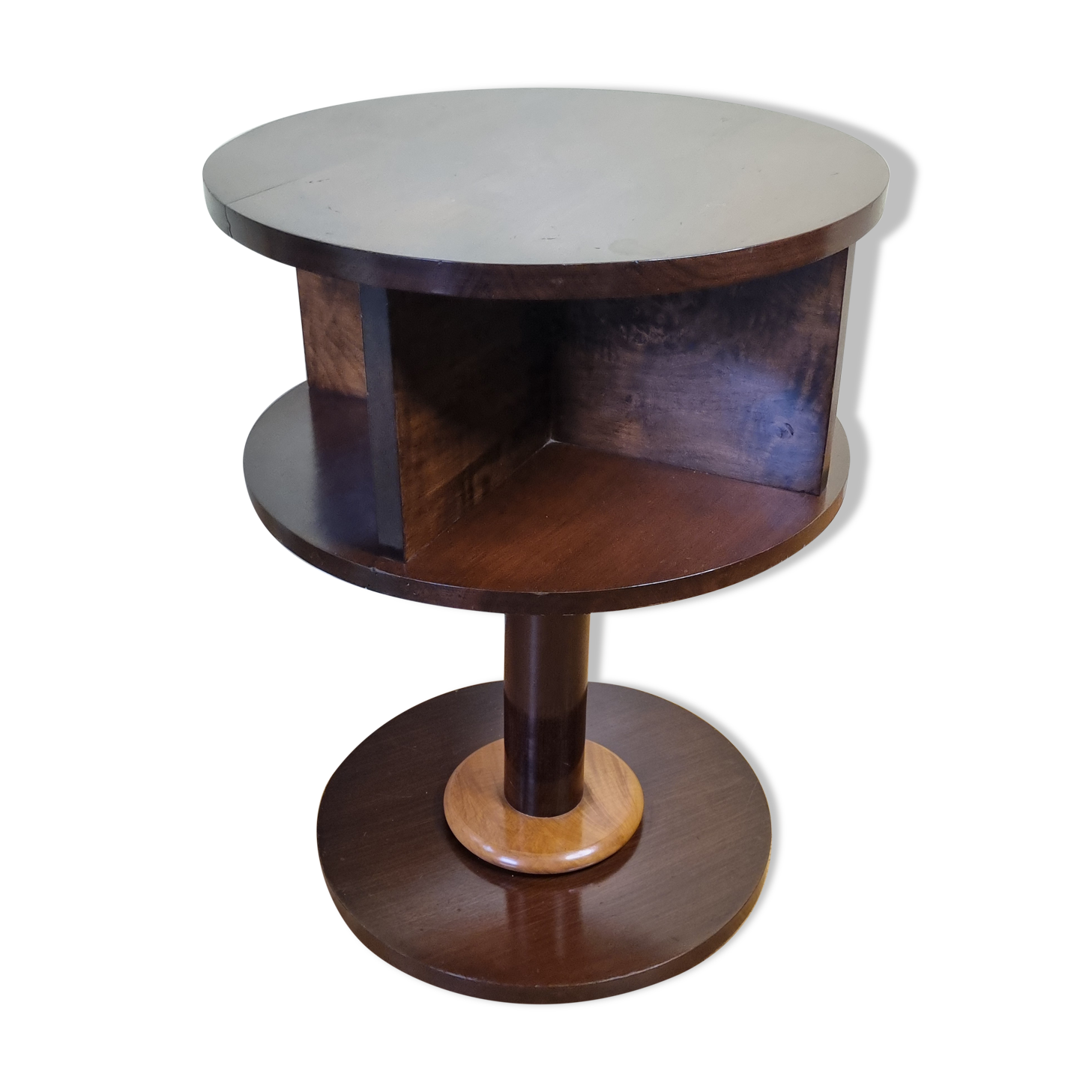 Solid wood pedestal table in Art Deco style