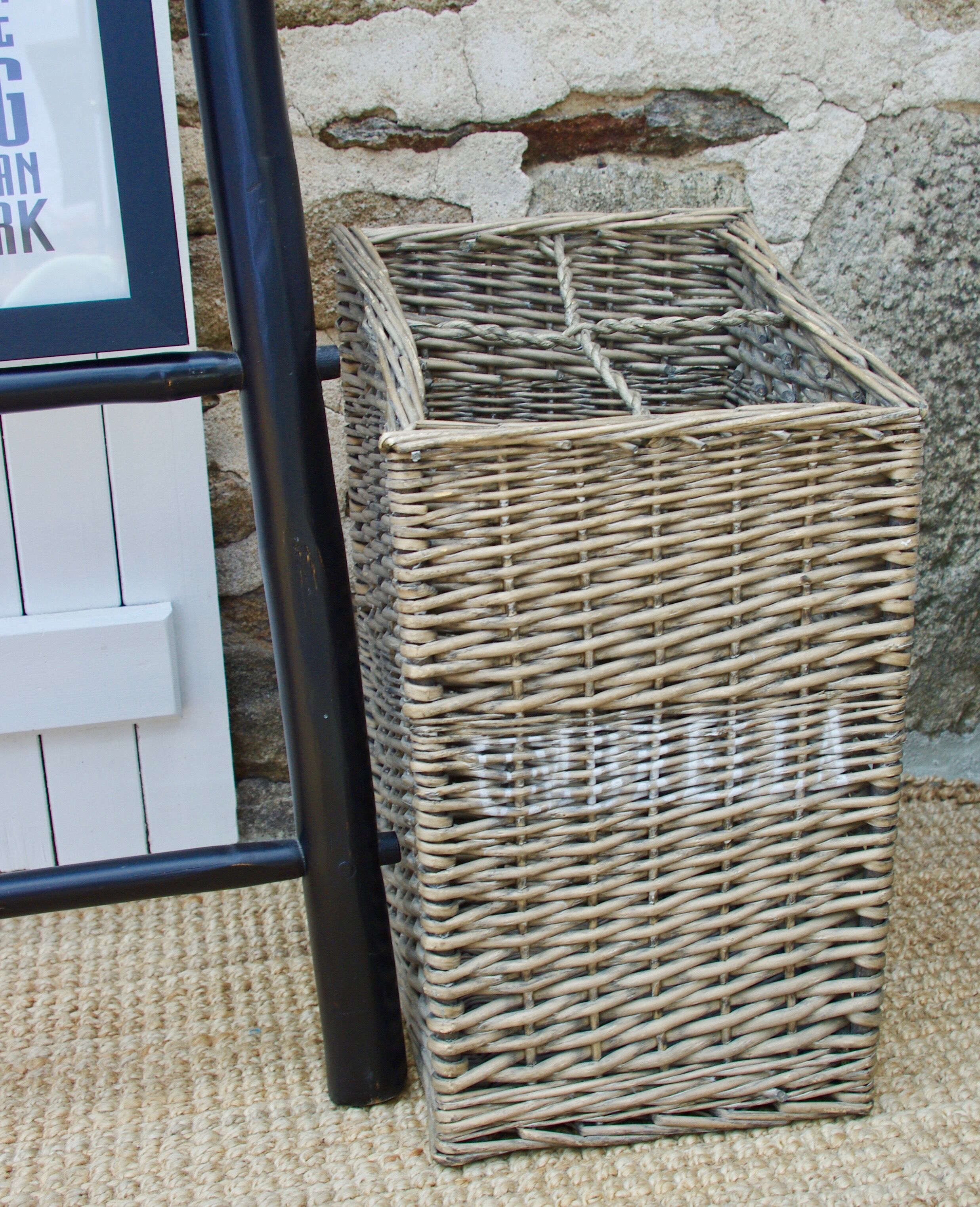 Umbrella rattan white grey