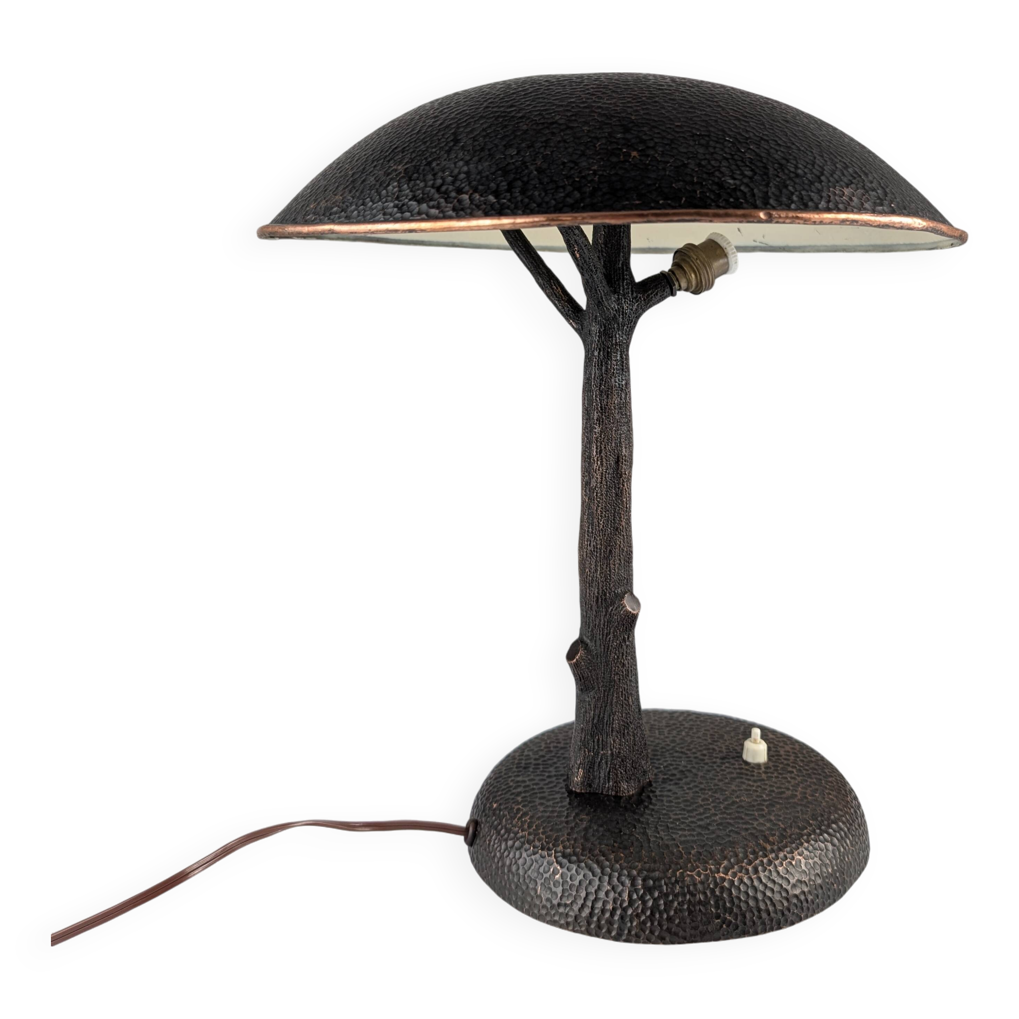 Hammered Copper Sculptural Lamp in the Shape of a Tree, Mid-Century Modern