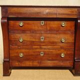 Antique solid walnut chest of drawers with scrolls