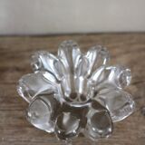 Set of 2 vintage glass candle holders with flower carving
