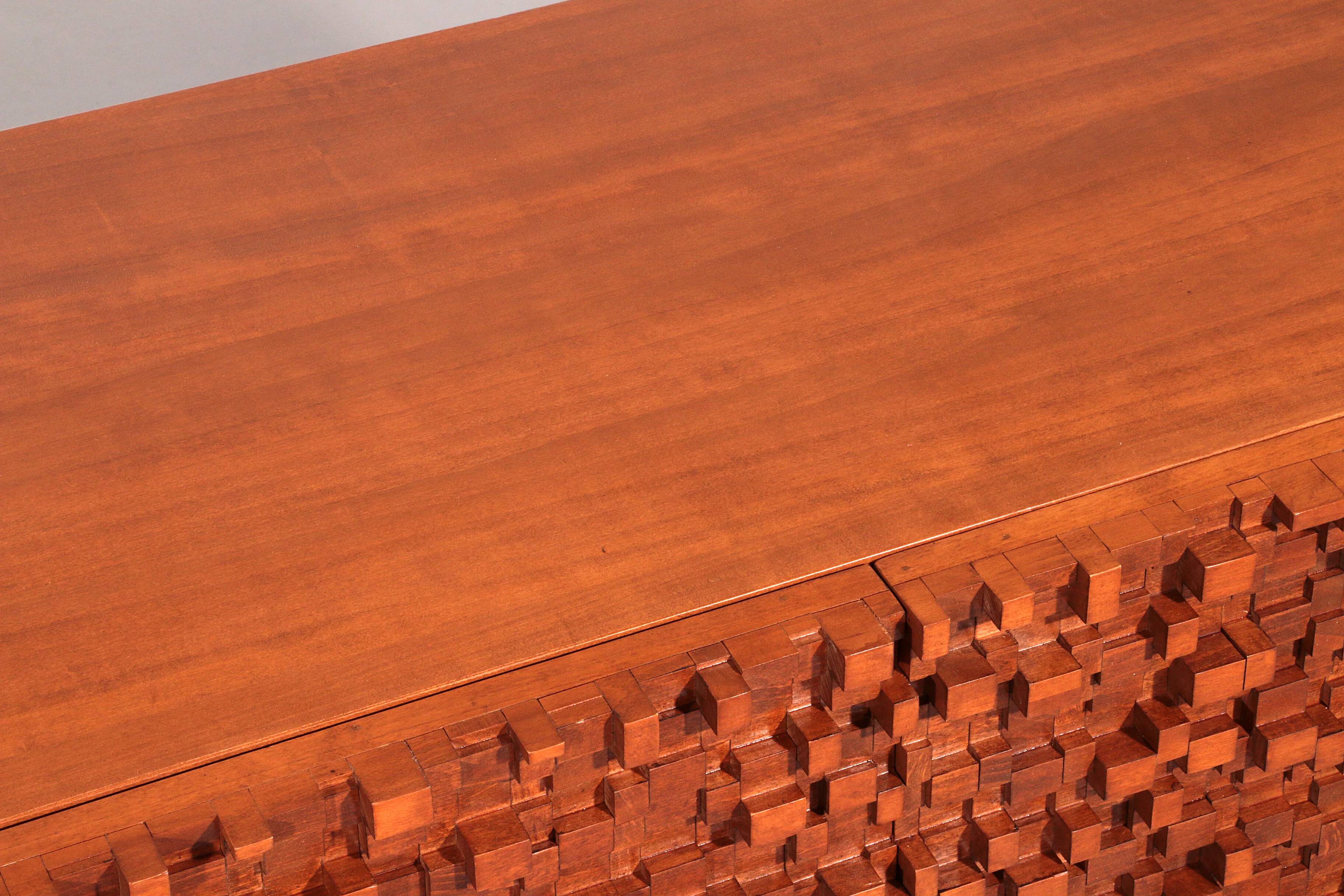 Contemporary pair of Brutalist sideboards made of solid wood