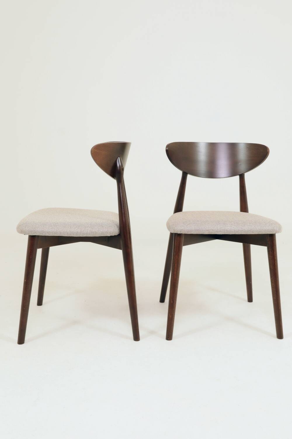 Set of 4 Modern Beech Wood Dining Chair, Herringbone red fabric