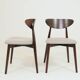 Set of 4 Modern Beech Wood Dining Chair, Herringbone red fabric