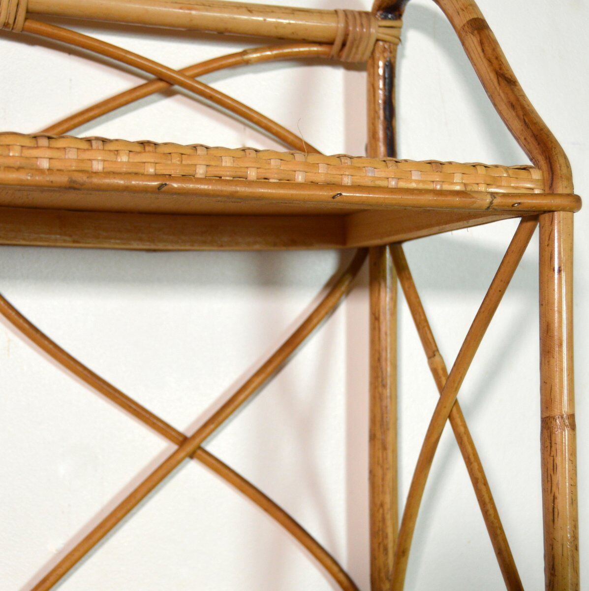 Bamboo shelf and vintage rattan 1960s