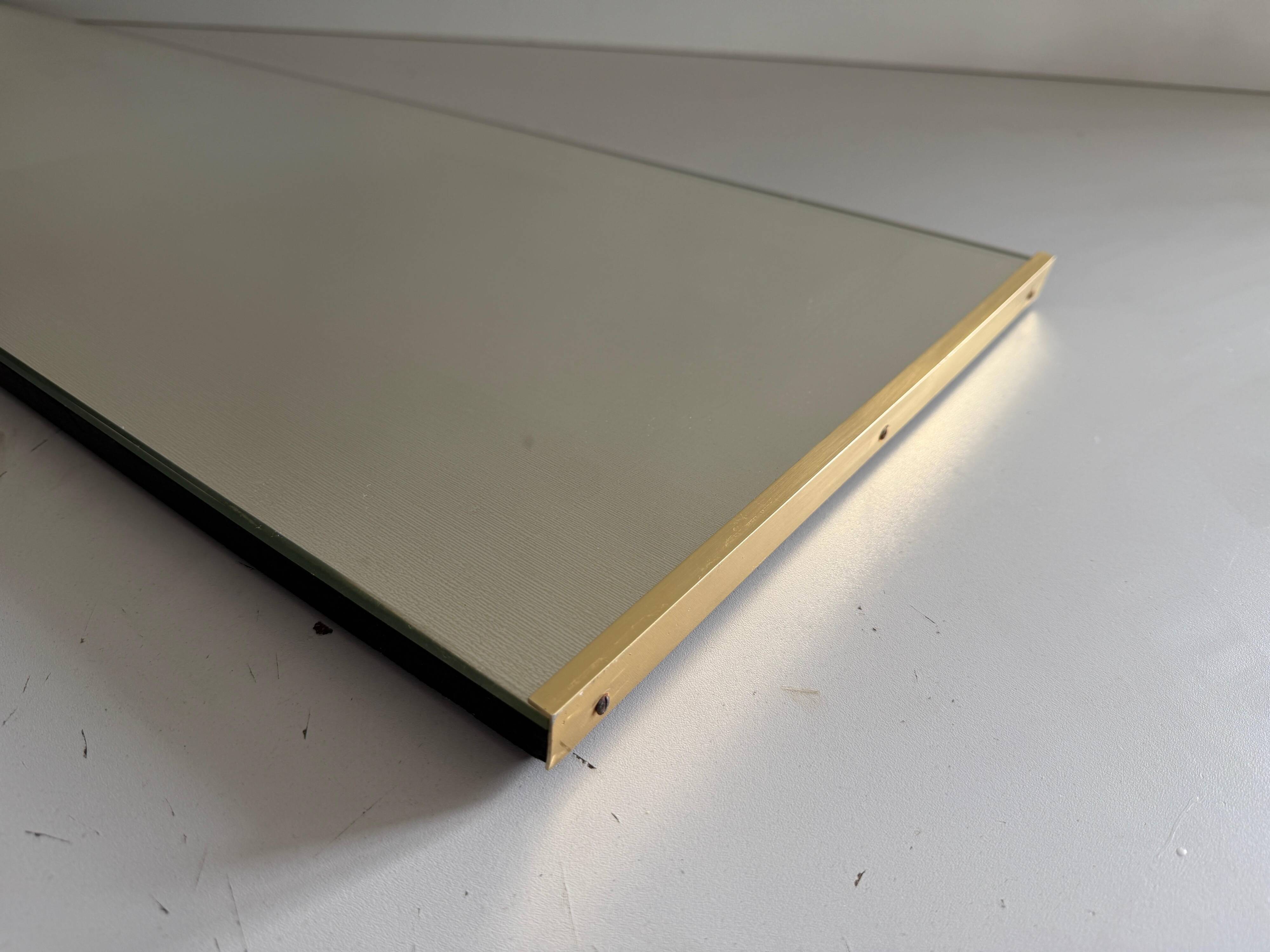 Minimalist rectangular wall mirror with a brass frame, 1960s, Germany