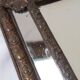 Ancien miroir français en laiton repoussé avec fronton XIXe siècle (56 cm)