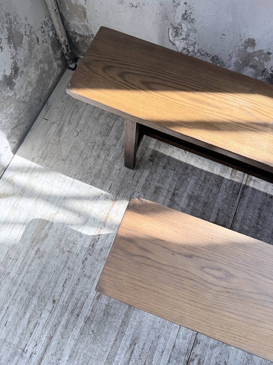 Paire de bancs de ferme chêne 4 mètres