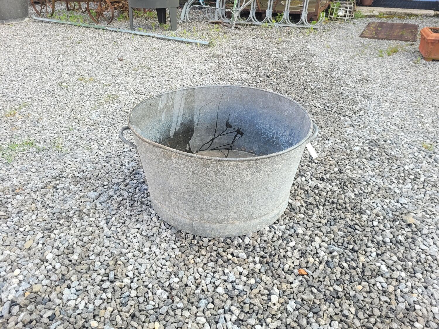 Old zinc basin, 55cms in diameter