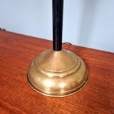 Large Art Deco table lamp, in brass and white opaline, 1920s-3