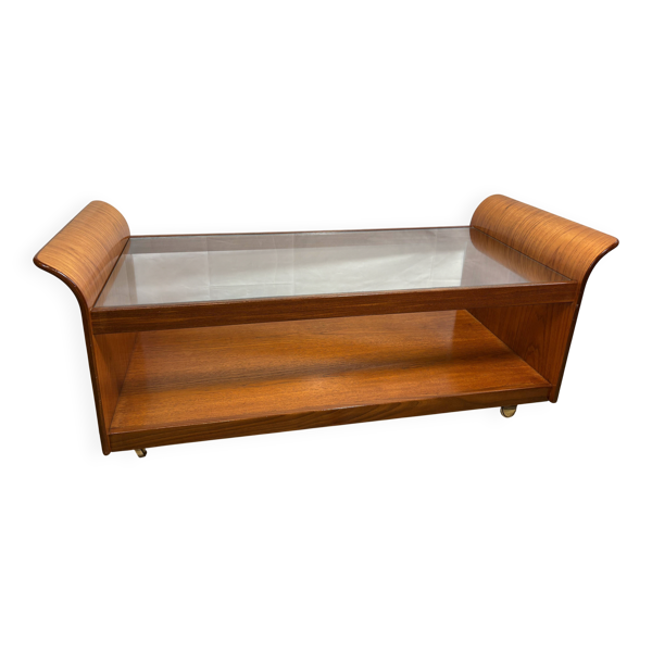 Table basse tulipe en teck et verre rétro des années 50 par G-Plan, vers 1960