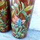 Paire de vases style Palissy école de Tours reliefs perroquets