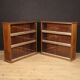 Pair of Italian bookcases in walnut wood with glass doors