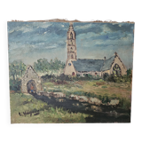 Painting - Oil on canvas Breton Village Signed Louis Hayaux (1897 - 1982)