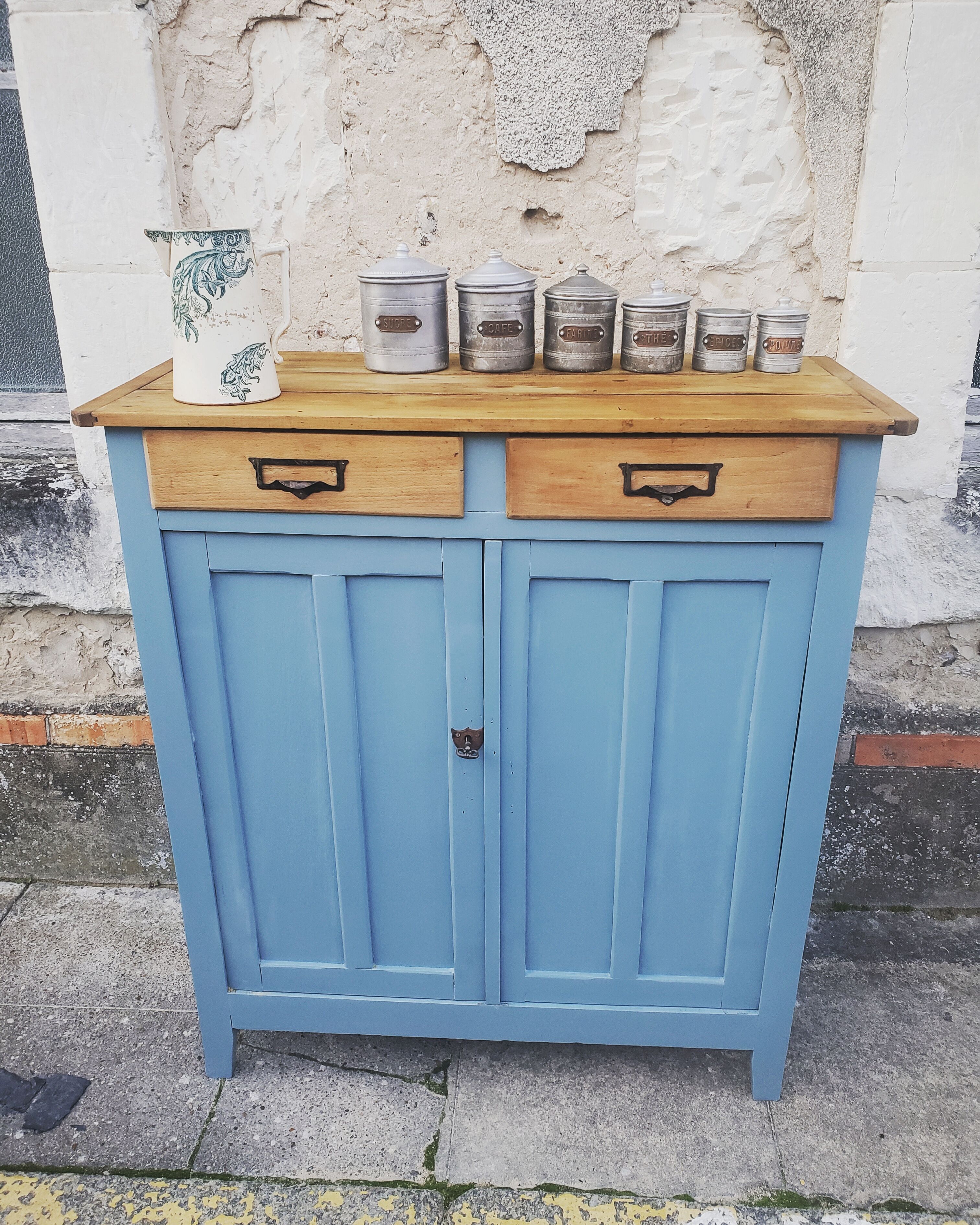 Parisian buffet patina blue old handles