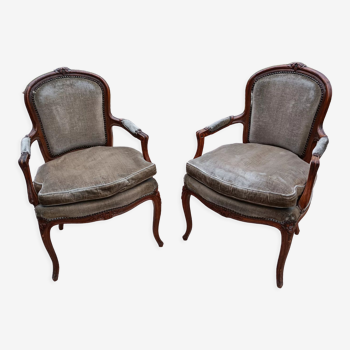 Pair of antique armchairs style Louis XV late XIXth