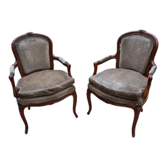 Paire de fauteuils anciens style Louis XV fin XIXeme