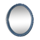 Blue wood oval mirror 30x45cm
