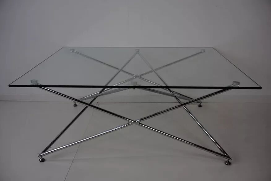 Table basse chrome et verre