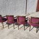 Lot de 4 fauteuils bridge 1950 en tissu mauve