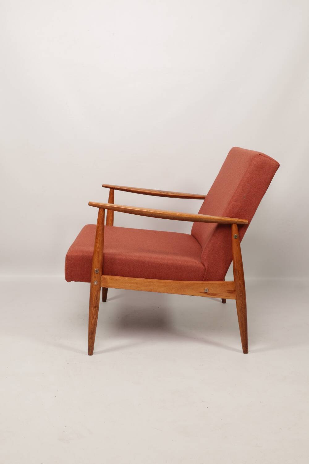 Scandinavian armchair in terracotta wool, 1970