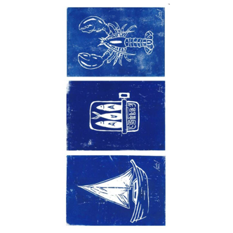 Triptyque (trio) de linogravures
