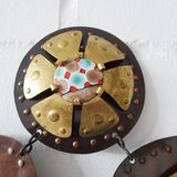 Brass, Copper and Enamel Mobile by Cesar Vasquez, Mid Century Wall Hanging Metal