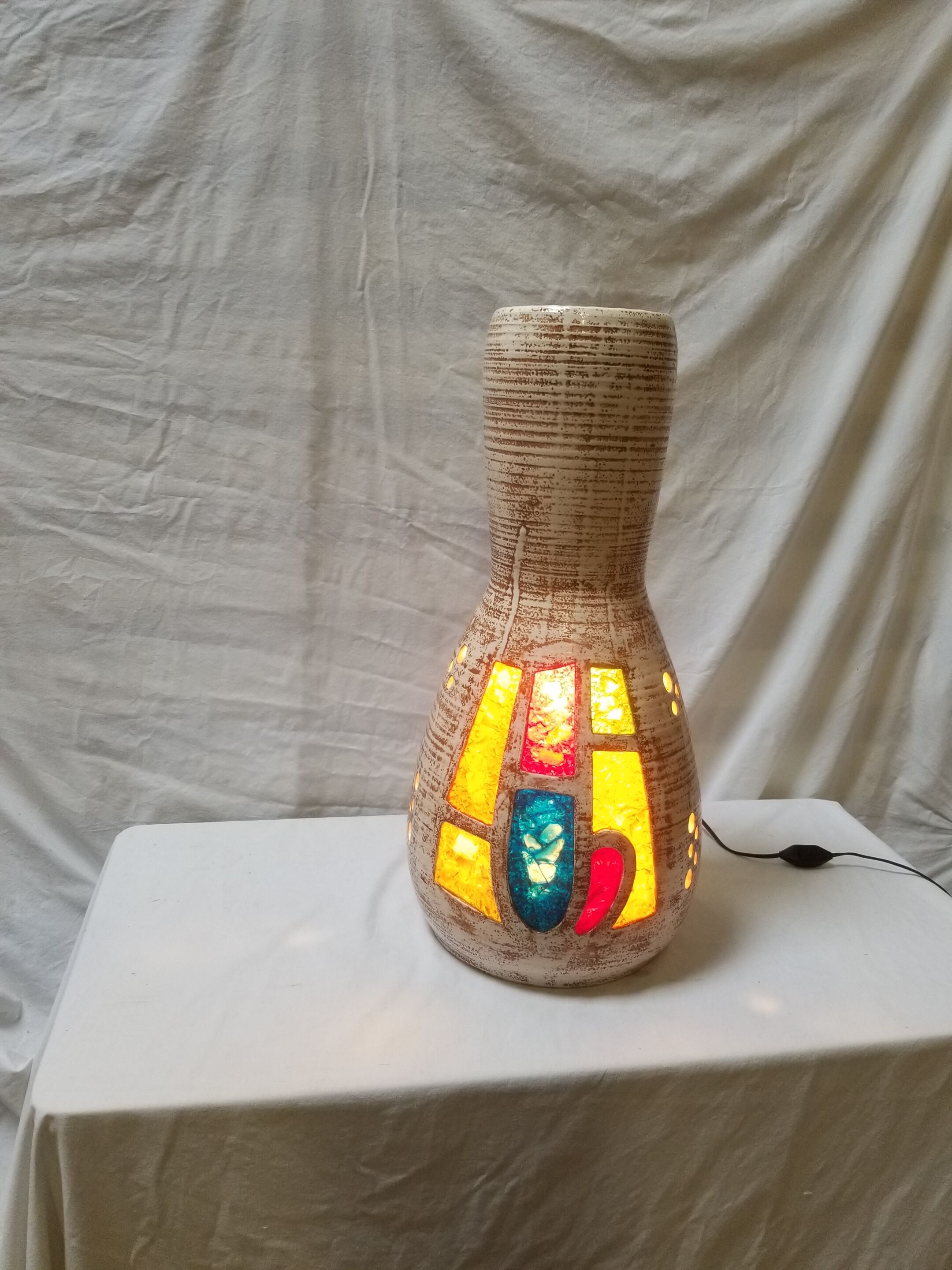 Vintage vase lamp in Accolay ceramic signed Armel - 60s/70s