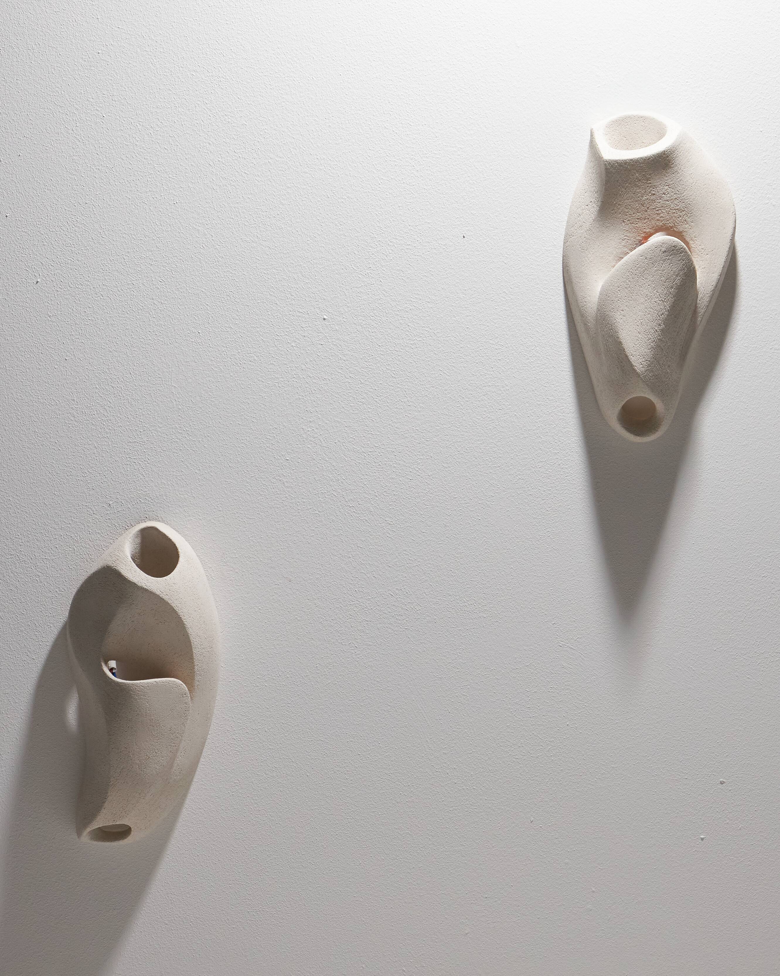 Coral 2 white stoneware wall light