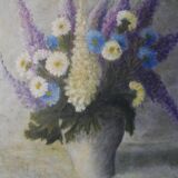 Oil painting on canvas floral composition still life bohemian countryside