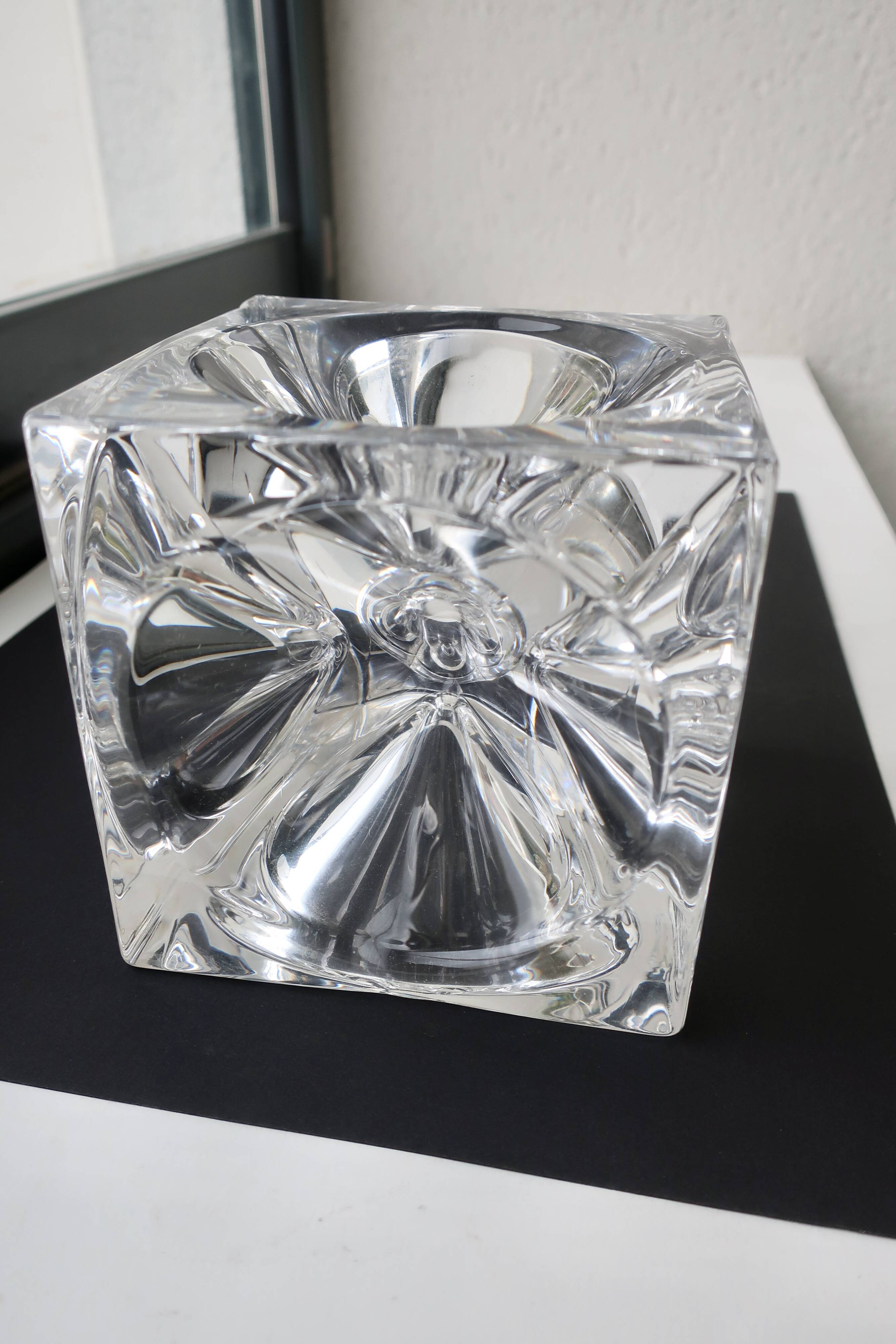 Daum france, rare cendrier cube "roc22", vers 1975, tbe