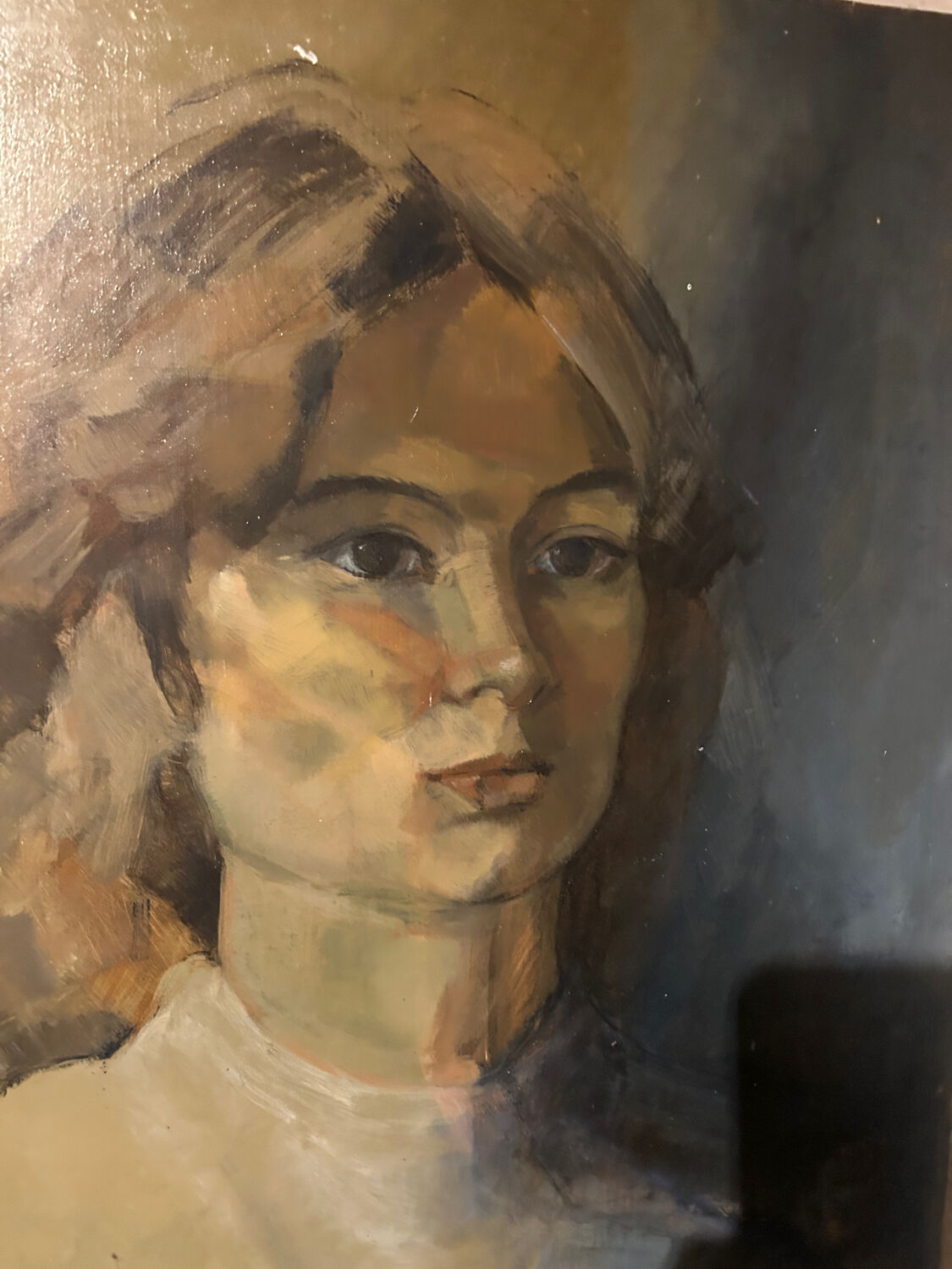Ancienne peinture à l'huile sur bois, portrait