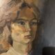 Old oil painting on wood: portrait
