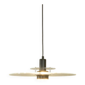 Space Age ceiling lamp by Ikea from the 1980s with two plexiglass plates and canopy made of black injection-moulded plastic.