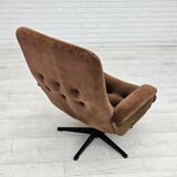 Années 1970, chaise pivotante scandinave vintage, velours, état d'origine.
