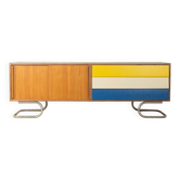 Buffet exclusif de style mid-century avec base en acier inoxydable, années 1960.