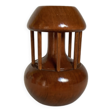 Varnished wooden candlestick