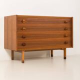 Italian mid century extra wide walnut chest of drawers