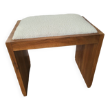 Antique Art Deco piano bench stool rosewood white bouclette fabric