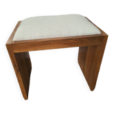 Antique Art Deco piano bench stool rosewood white bouclette fabric