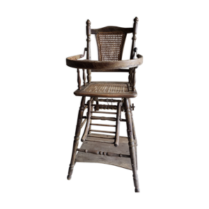 chaise haute cannée transformable en bois