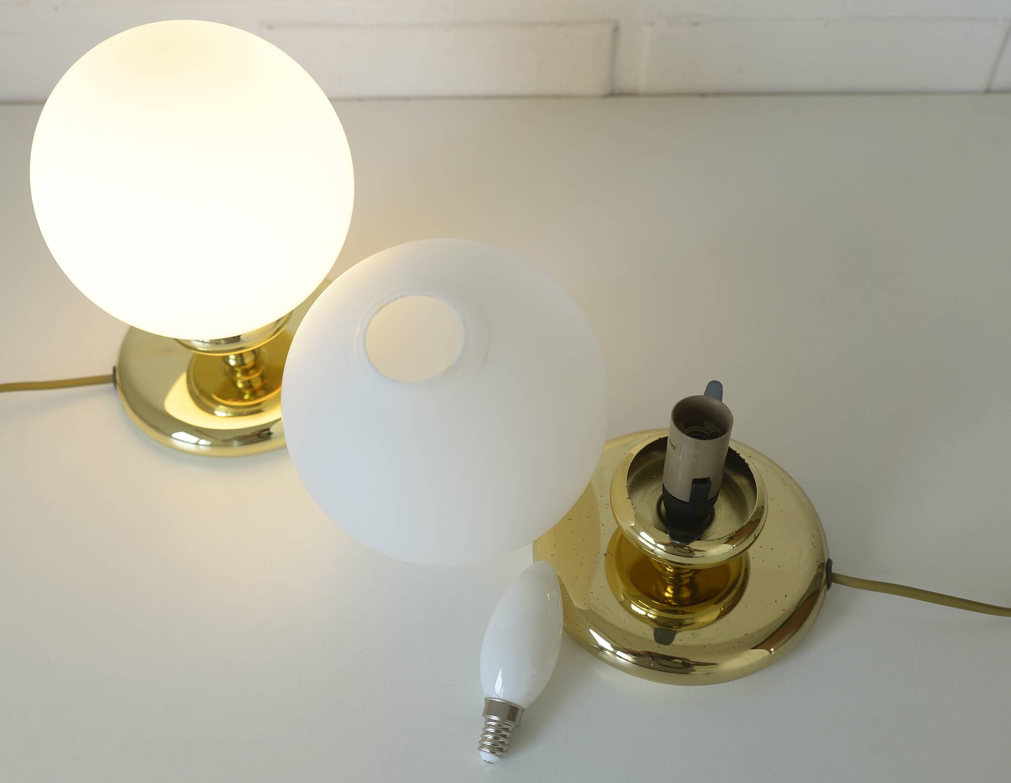 Pair of vintage gold bedside lamps desk lights from 80s retro table lights