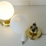 Pair of vintage gold bedside lamps desk lights from 80s retro table lights